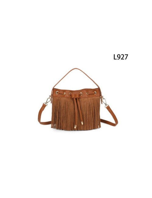Sac seau Siena à franges en suède pour femme | WISSYA